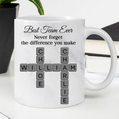 Best Team Ever Crossword - Personalized Mug - Sentimental Gift for Coworkers, Work Besties