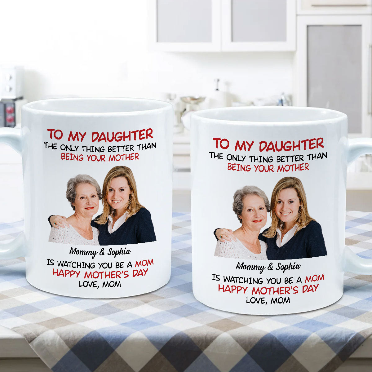 To My Daughter Photo Insert Happy Mother's Day Personalized Mug