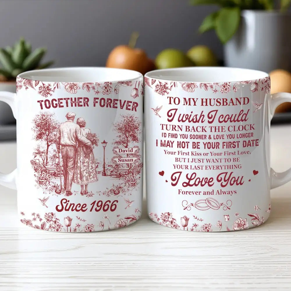 Personalized Ceramic Couple Mug with Custom Name for Anniversary Gift
