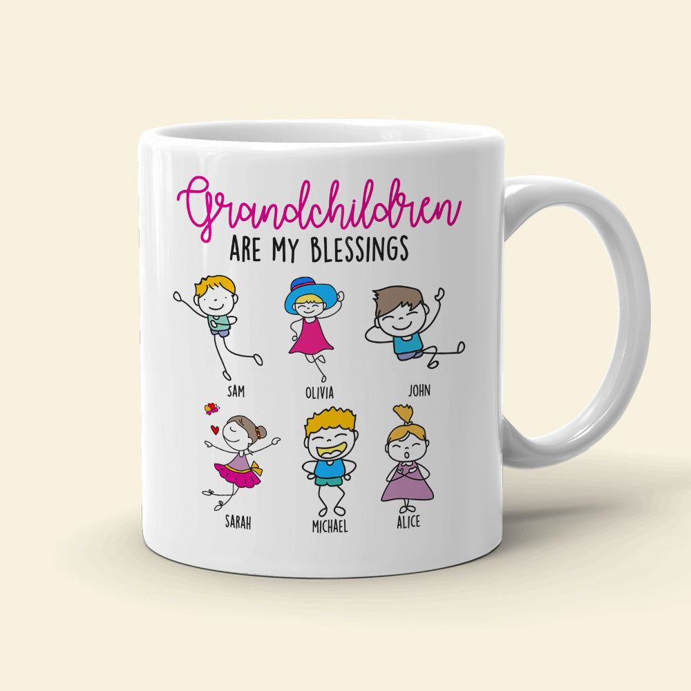 Grandchildren Are My Blessings- Personalized Coffee Mug- Gifts For Grandma- Gifts For Grandpa- Grandparents Coffee Mug