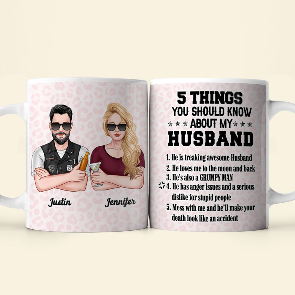 5 Things You Should Know About My Husband, Couple Gift, Personalized Mug, Drinking Couple Mug, Gift For Him