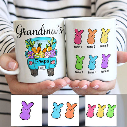 Peeps Easter Truck - Personalized White Ceramic Mug - Gift For Mom, Grandma, Grandmother, Mothers Day NA94