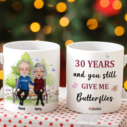 30 Years And You Still Give Me Butterflies Personalized Couple Mug, Gift For Couple