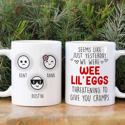 Mom Seems Like Just Yesterday We Were Wee Lil' Eggs, Personalized White Mug