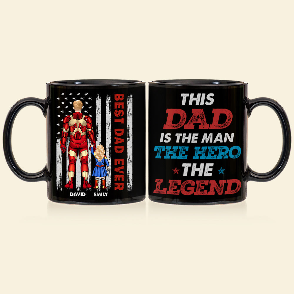 The Hero Dad 04dnhn050523TM Personalized Black Mug