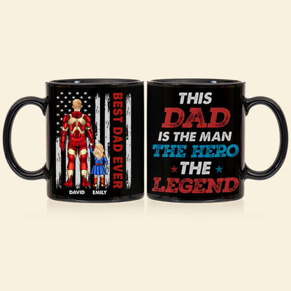 The Hero Dad 04dnhn050523TM Personalized Black Mug