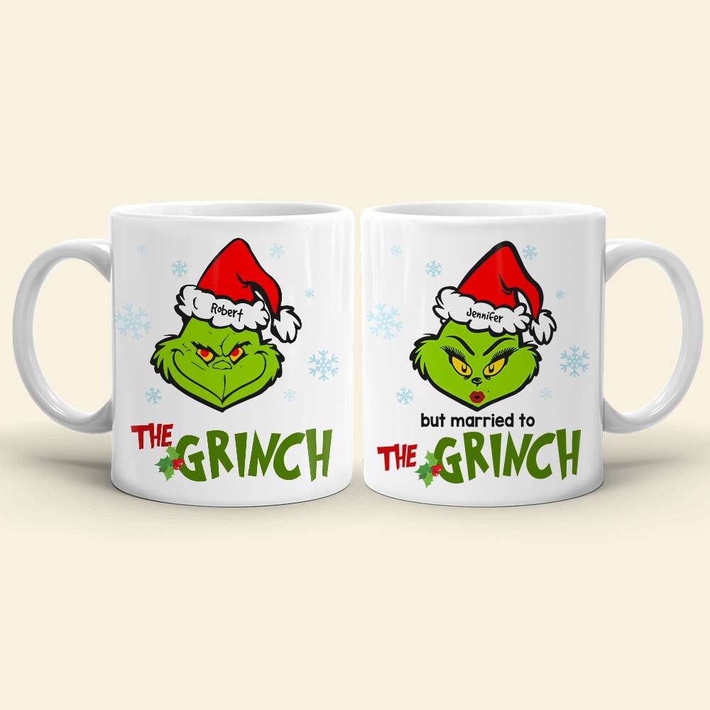 Personalized Green Character Couple Mug, Christmas Gift For Couples