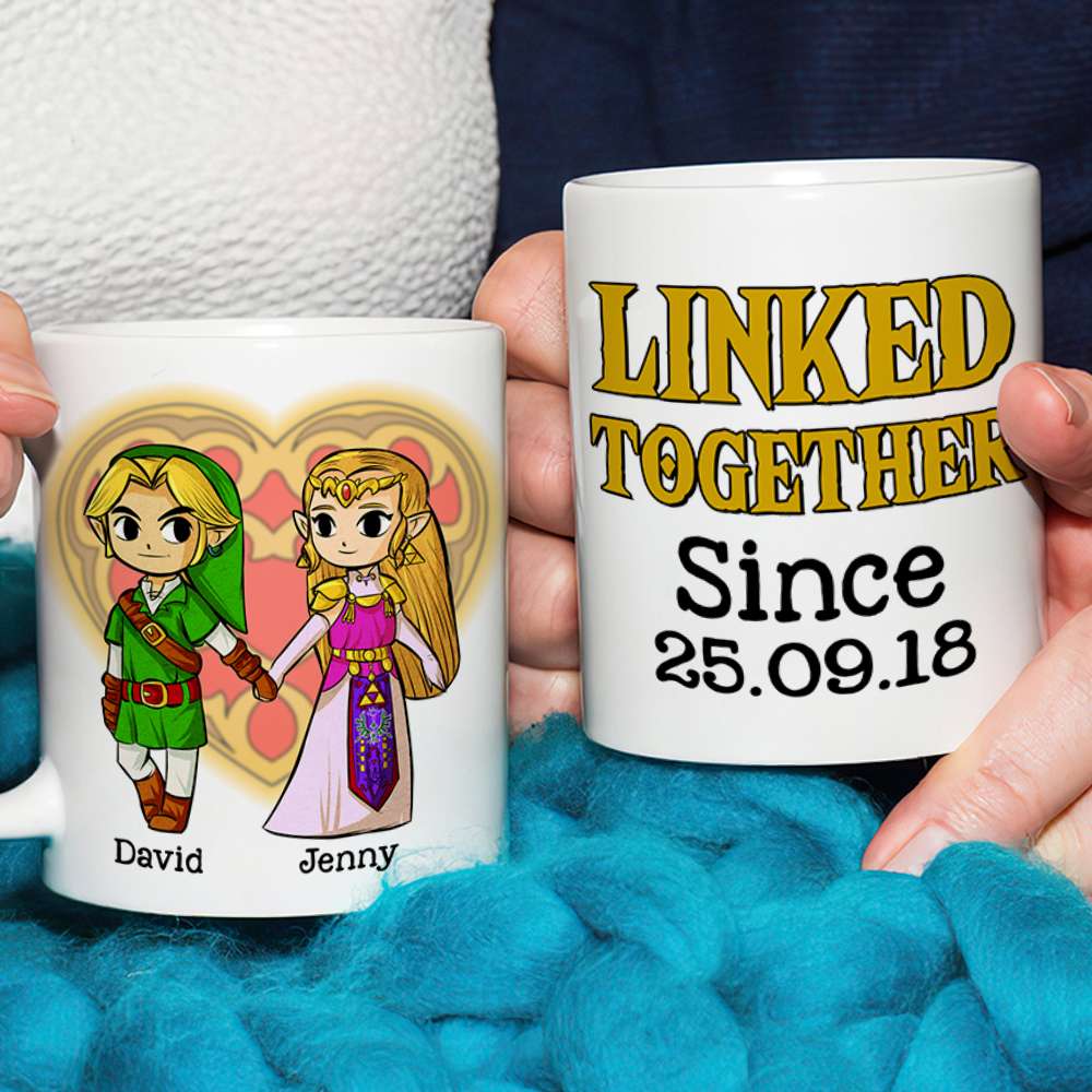 Linked Together Personalized Couple White Mug - 03natn030623