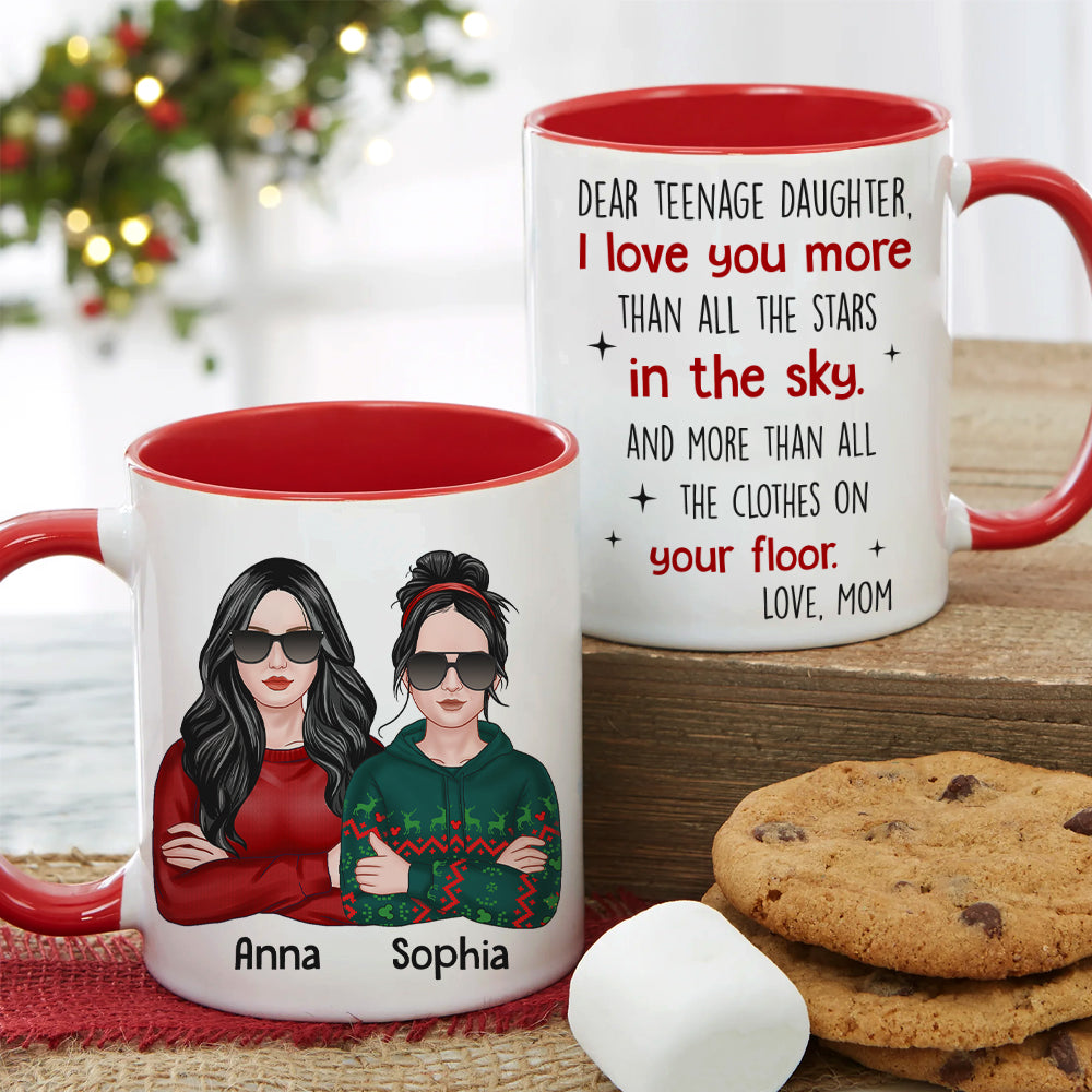 I Love You More Than All The Stars Personalized Mom And Daughter Mug - Christmas Gift