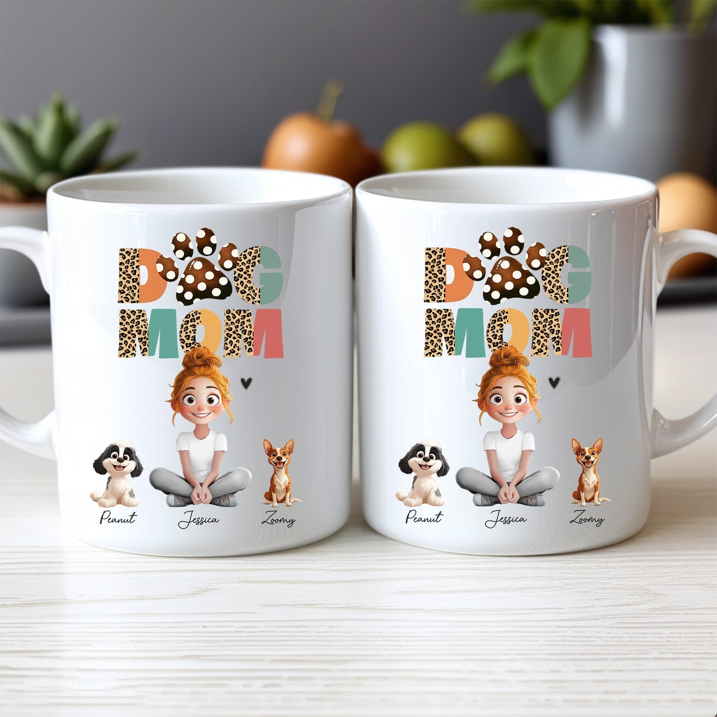 Cartoon Dog Mom Custom Mug A Unique Surprise for Mother's Day, Valentine's Day, or Pet Lovers