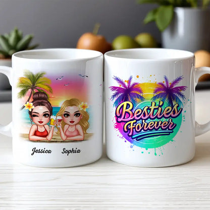 Besties Forever Personalized Tropical Mug for Best Friends