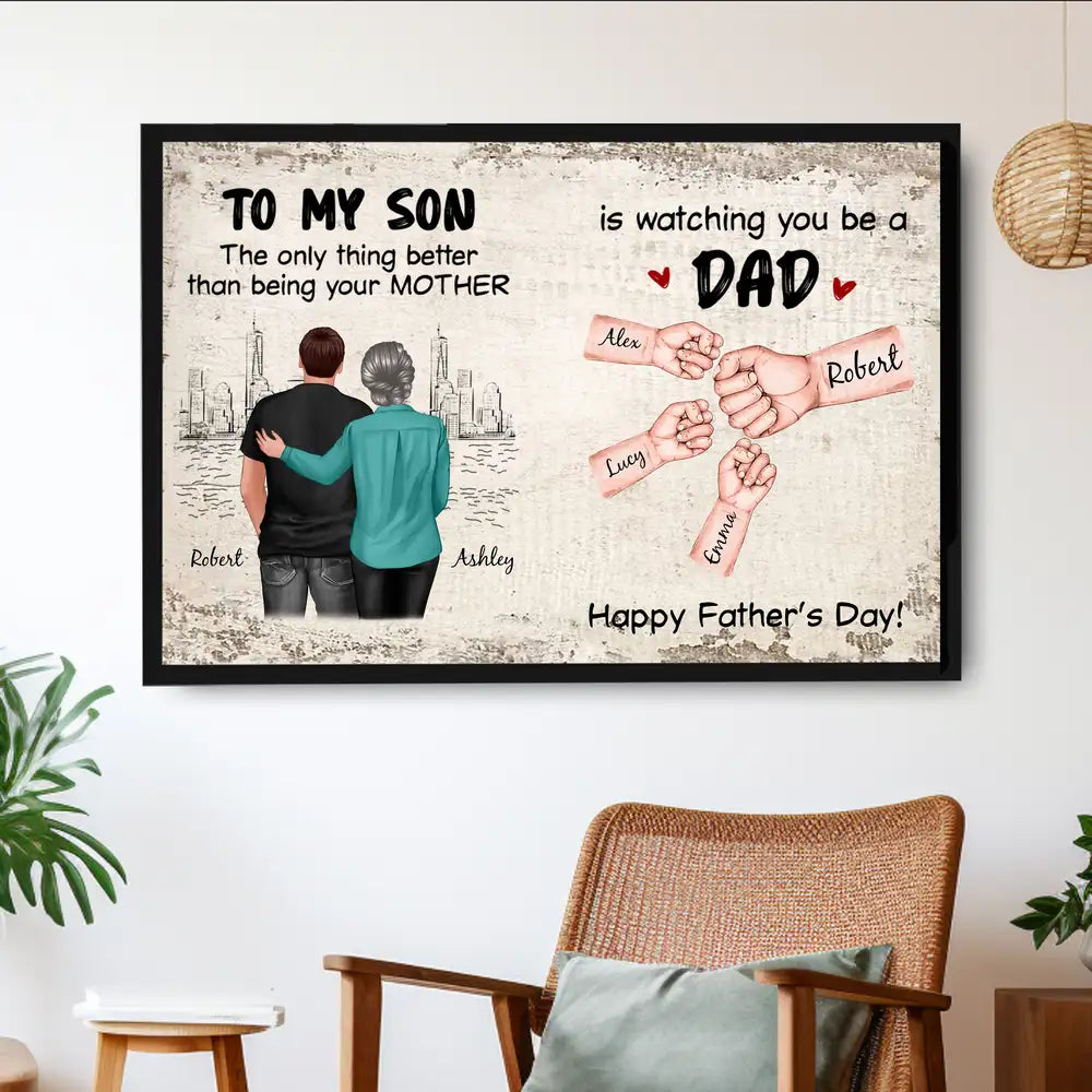 "To My Son I Will Always Carry You in My Heart" Personalized Poster, Heartfelt Gift from Mom Dad