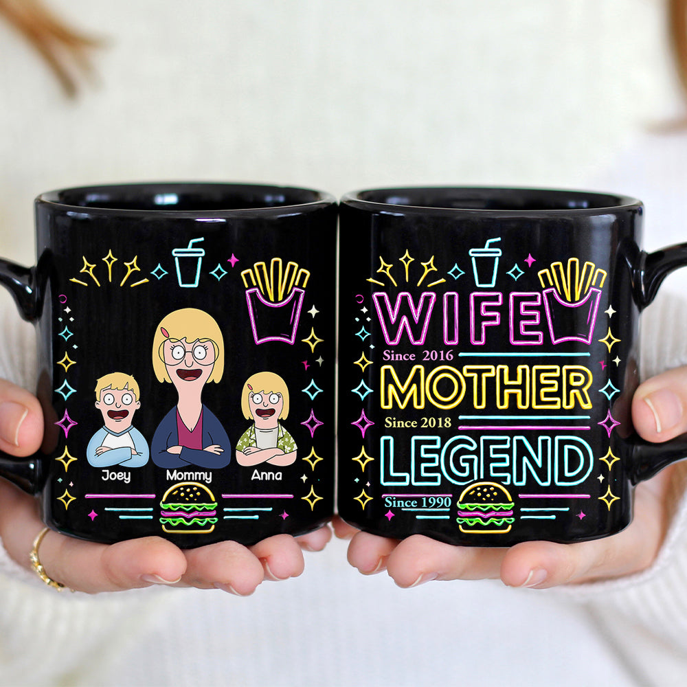 Personalized Gifts For Mom Black Mug, Legend Wife Mom 04TGLU070325HG