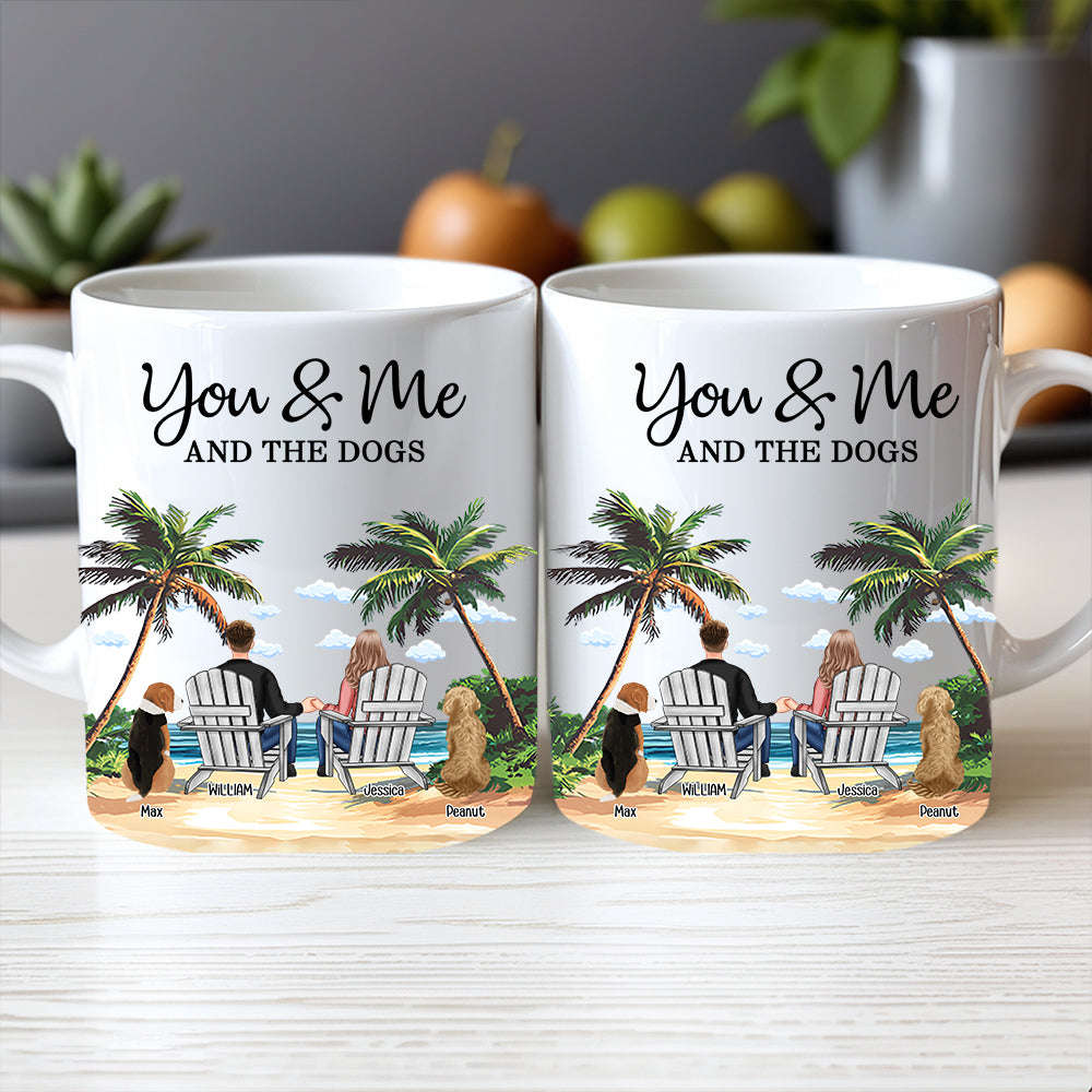 Personalized White Ceramic Mug You & Me and the Dogs, Custom Mug for Couples with Their Dogs, Perfect Gift for Dog Lovers,