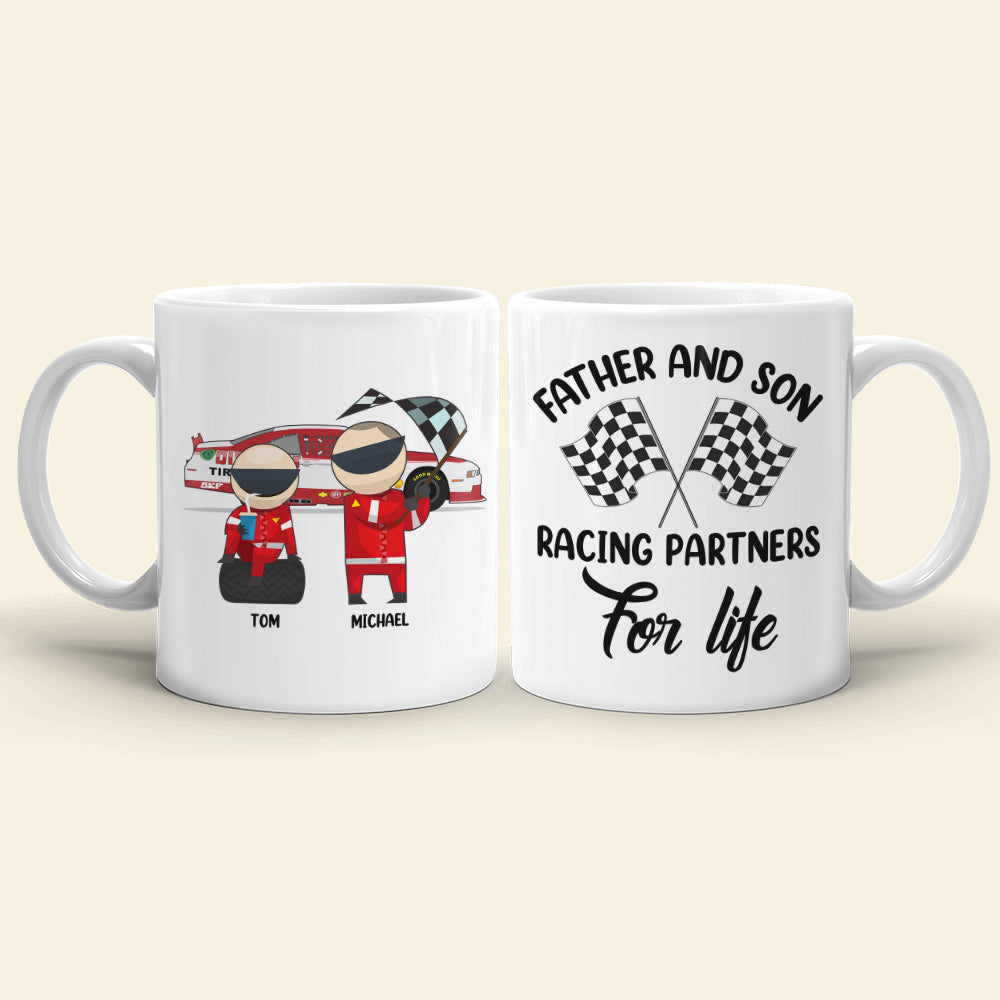 Father And Son Racing Partners For Life Personalized Mug, Gift For Family