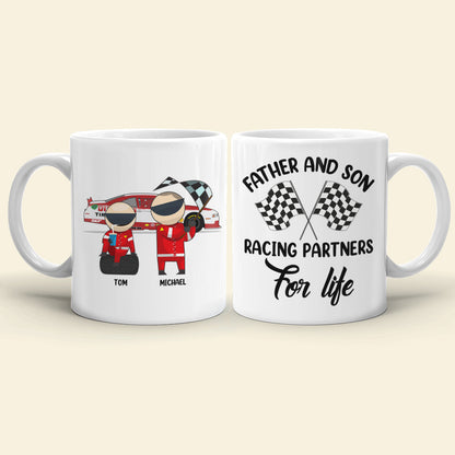 Father And Son Racing Partners For Life Personalized Mug, Gift For Family