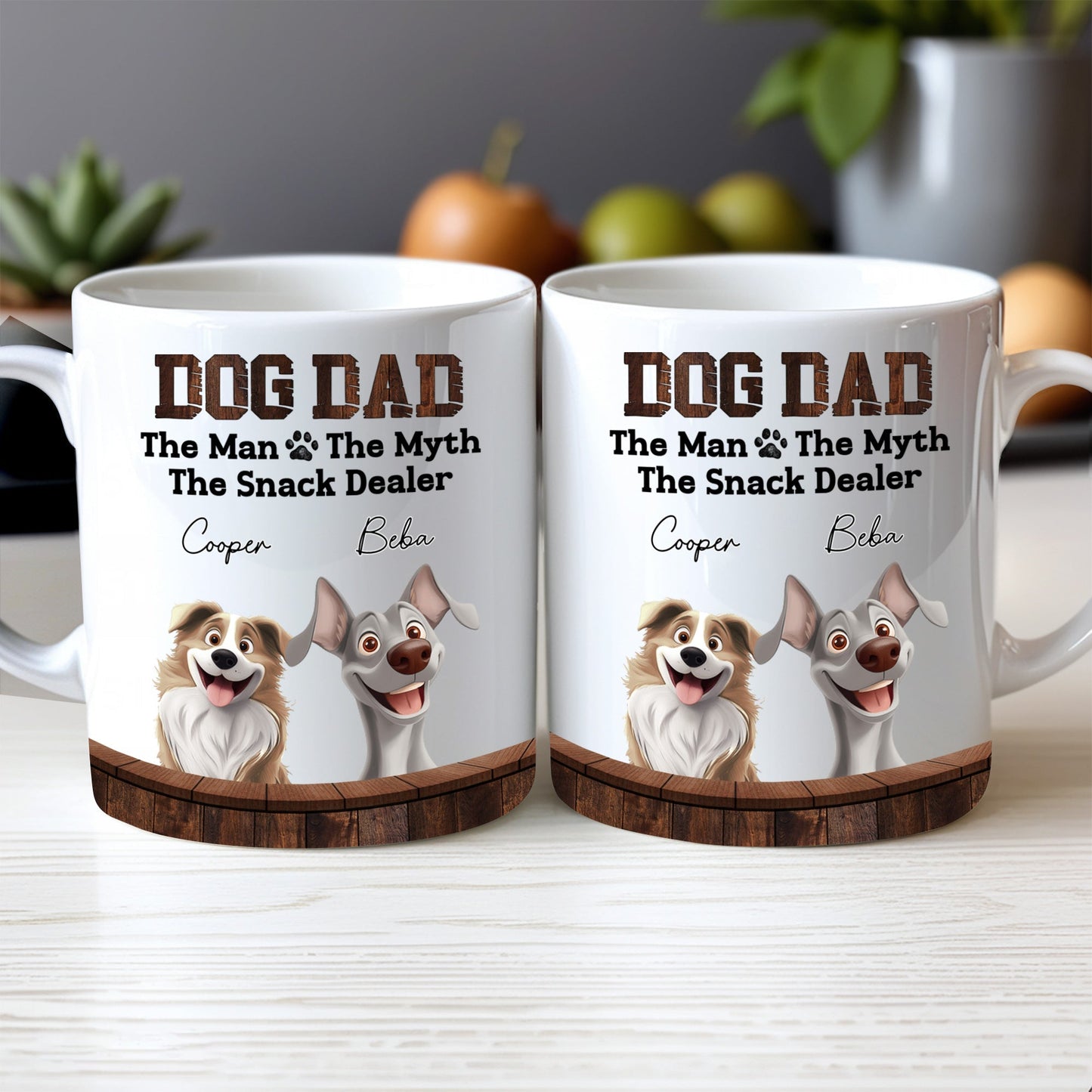 Must-Have Mug for Dog Dads - Custom White Ceramic Mug - Ideal Gift for Couples, Families on Valentine's or Father's Day
