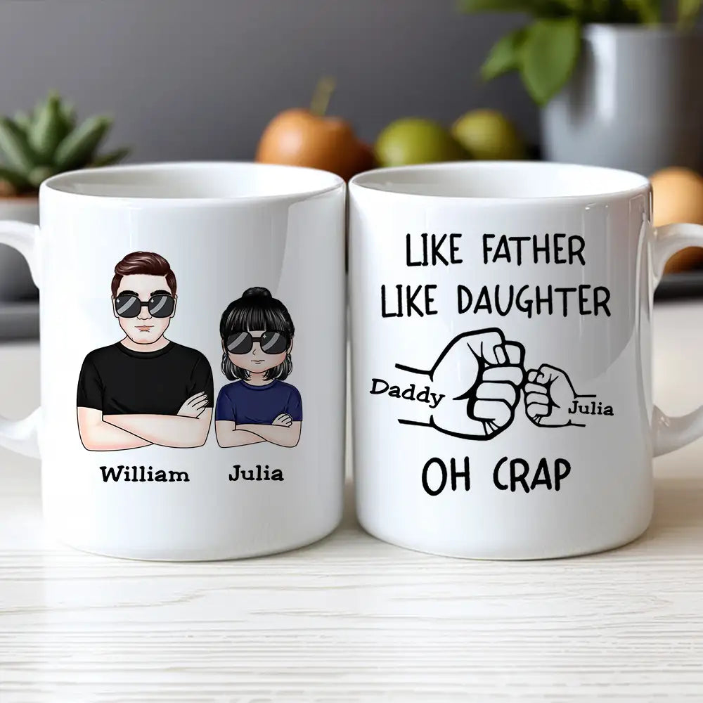 OH CRAP Fist-Bump Duo White Ceramic Mug, Custom Fist-Bump Cup, Creative Fathers Day Gift from Daughter