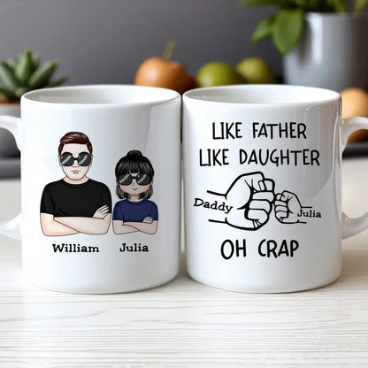 OH CRAP Fist-Bump Duo White Ceramic Mug, Custom Fist-Bump Cup, Creative Fathers Day Gift from Daughter