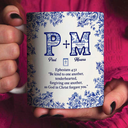 Toile de Jouy Faith & Love Mug Personalized Gifts For Couple 01HYDT061025
