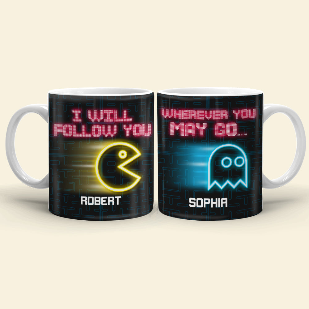 Follow You Wherever You May Go, Personalized Coffee Mug, Couple Playing Game, Gift For Her, 04htqn270623