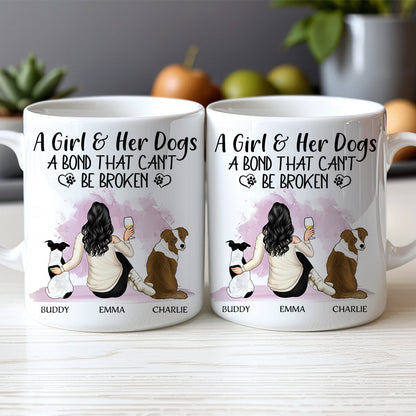 A Girl & Her Dogs A Heartwarming Bond with Custom Names, Perfect Gift for Dog Lovers,for Mother's Day or Birthday