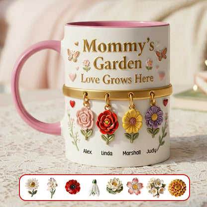 Mom's Floral Garden Coffee Accent Mug - Personalized Gifts For Mom 031NAMG271225