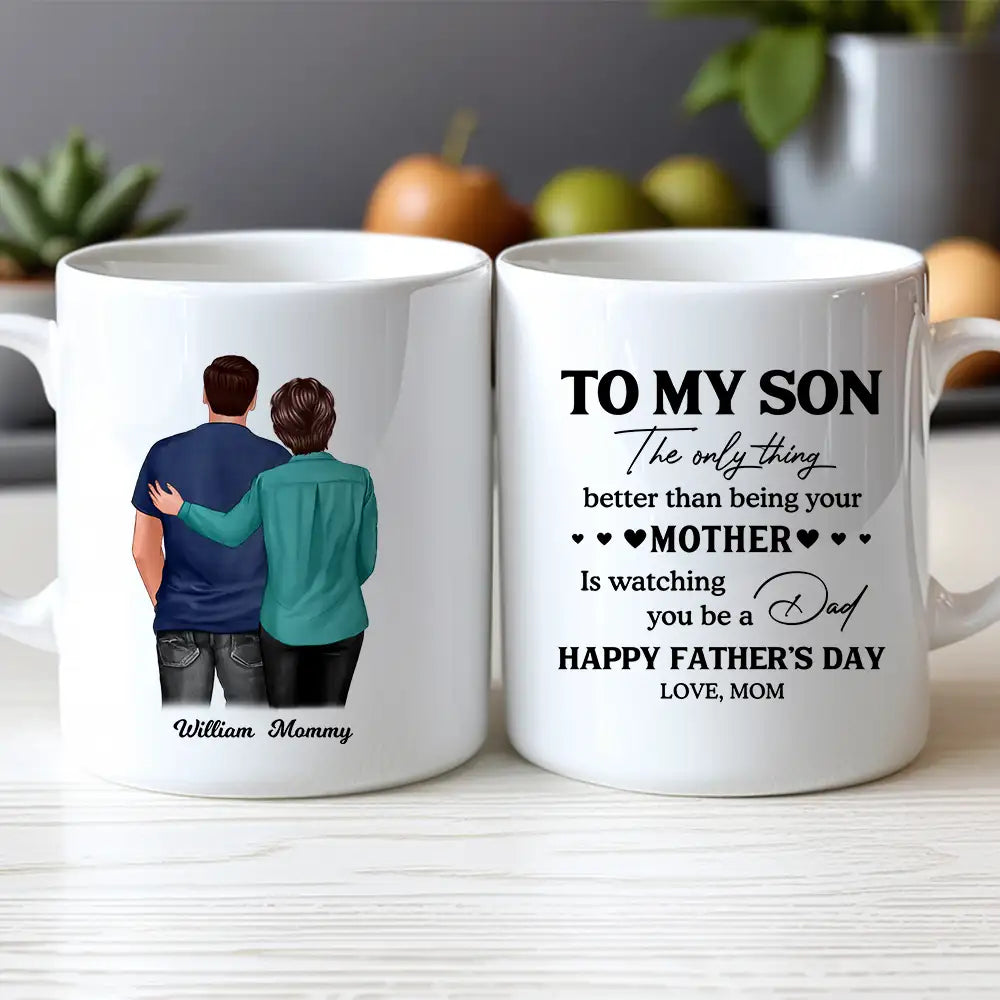 To My Son Personalized Mug for Father's Day, Heartfelt Gift from Mom