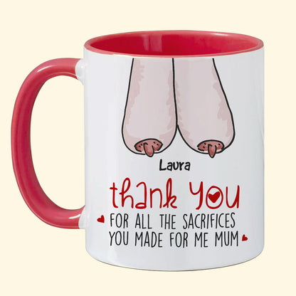Thank You For All The Sacrifices, Gift For Mom, Personalized Mug, Saggy Boobs Mug, Mother's Day Gift
