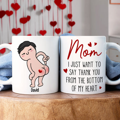 Personalized Gifts For Mom Coffee Mug Thank You From The Bottom Of My Heart Funny Mother's Day Gifts