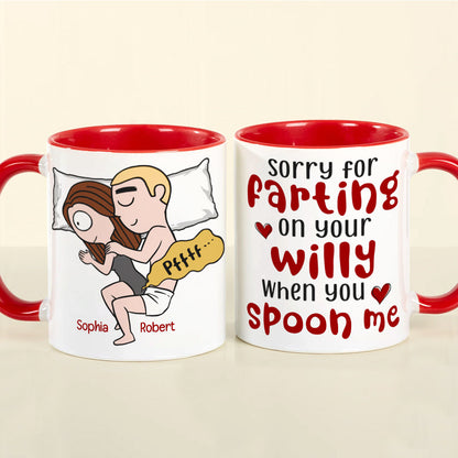 Sorry For Farting When You Spoon Me - Personalized Coffee Mug - Gifts For Couple - Funny Couple Mug