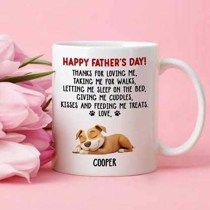 Funny Pet-Themed White Ceramic Mug Father's Day Gift for Dog Dads Featuring Sleeping Puppy