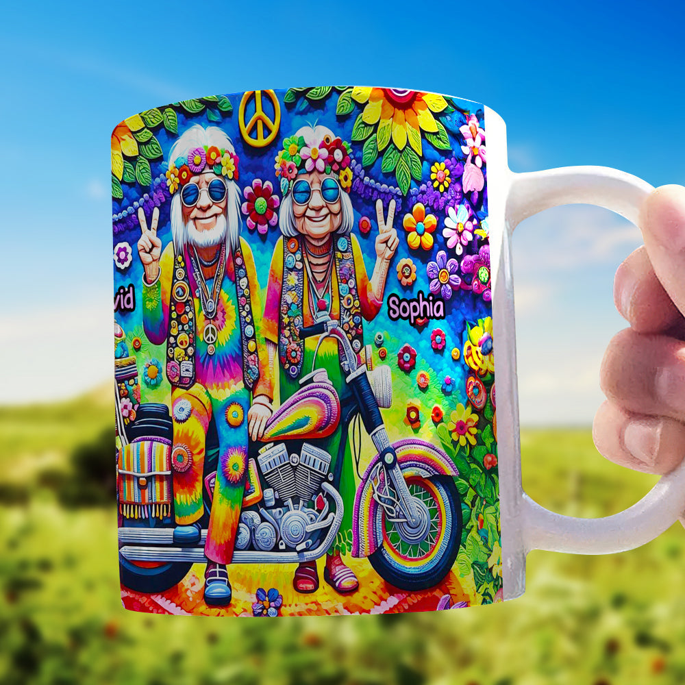 Personalized Gifts For Couple, Hippie Couple White Mug 01ACDT310824