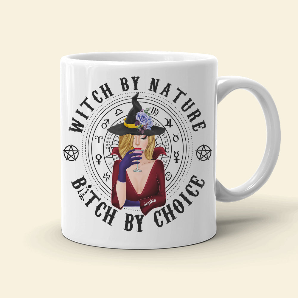 Witch By Nature Bitch By Choice-Personalized Coffee Mug- Gift For Halloween- Witch Coffee Mug