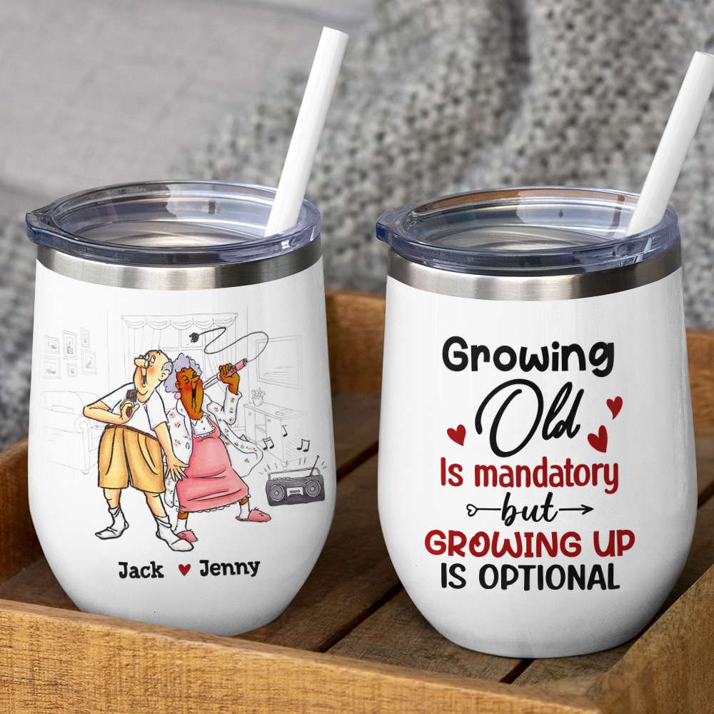 Grow Up Is Optional - Personalized Couple Mug - Gift For Funny Old Couple
