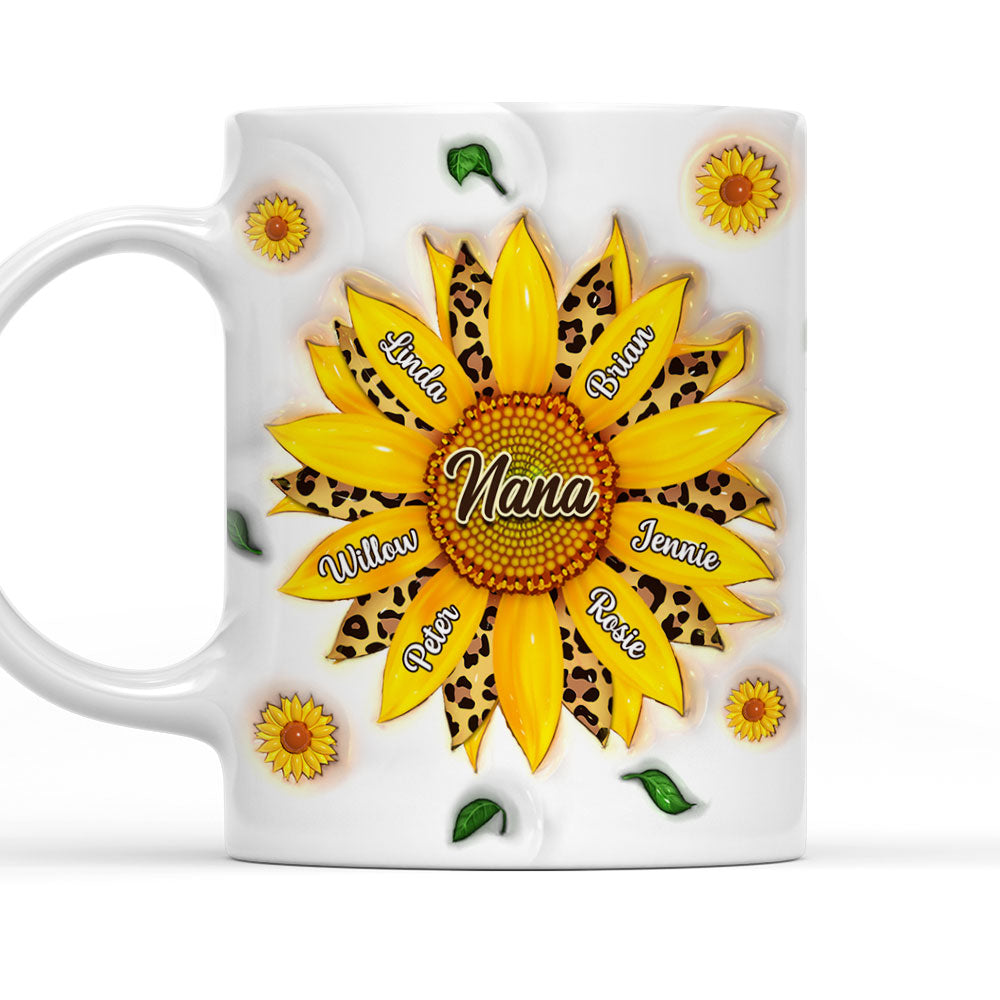Nana Sunflower - Personalized 3D Inflated Effect Ceramic Mug - Gift For Mom, Grandma, Mother's Day NA94