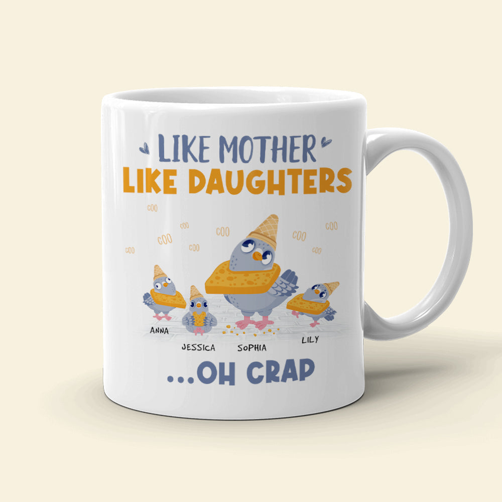 Like Mother Like Daughter, Gift For Mom, Personalized Mug, Pigeon Bird Mug, Mother's Day Gift