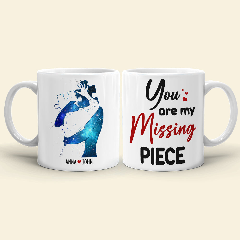 You Are My Missing Piece, Couple Puzzle Hugging White Mug