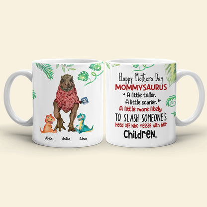 Mommysaurus, Gift For Mom, Personalized Mug, Dinosaur Mom And Kid Mug, Mother's Day Gift