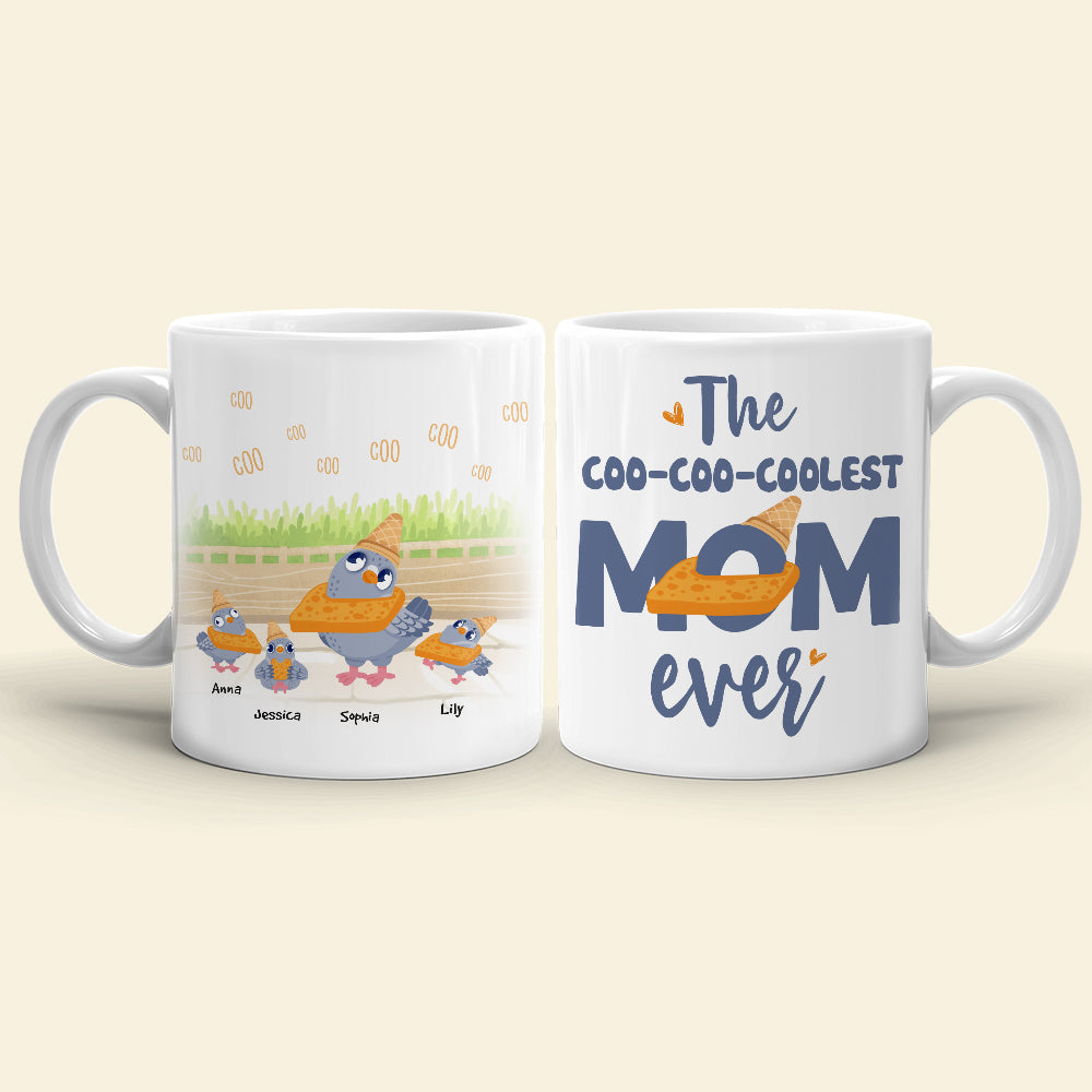 The Coo-coo-coolest Mom Ever, Gift For Mom, Personalized Mug, Pigeon Bird Mug, Mother's Day Gift
