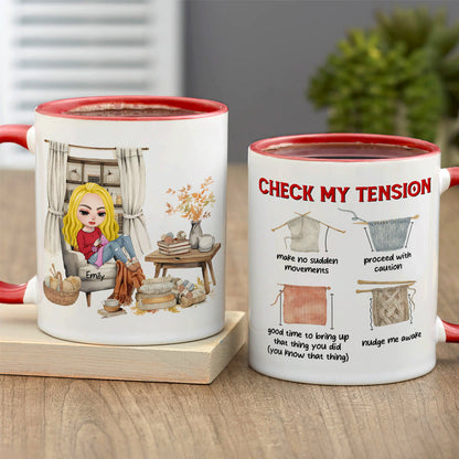 Personalized Gifts For Knitting Lover Accent Mug Women Sitting Knitting Check Tension 04XQMH020824HH