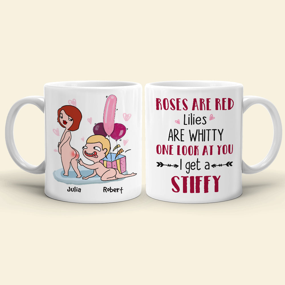 Roses Are Red, Lilies Are Whitty, Gift For Couple, Personalized Mug, Naughty Couple Mug, Anniversary Gift