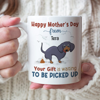 Your Gift Is Waiting To Be Picked Up, Personalized Mug, Gift For Dog Mom, Mother's Day Gift, Chibi Dogs