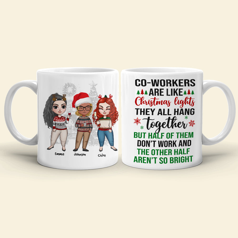 Coworkers Are Like Christmas Lights, Personalized Coworkers Christmas Mug, Christmas Gift