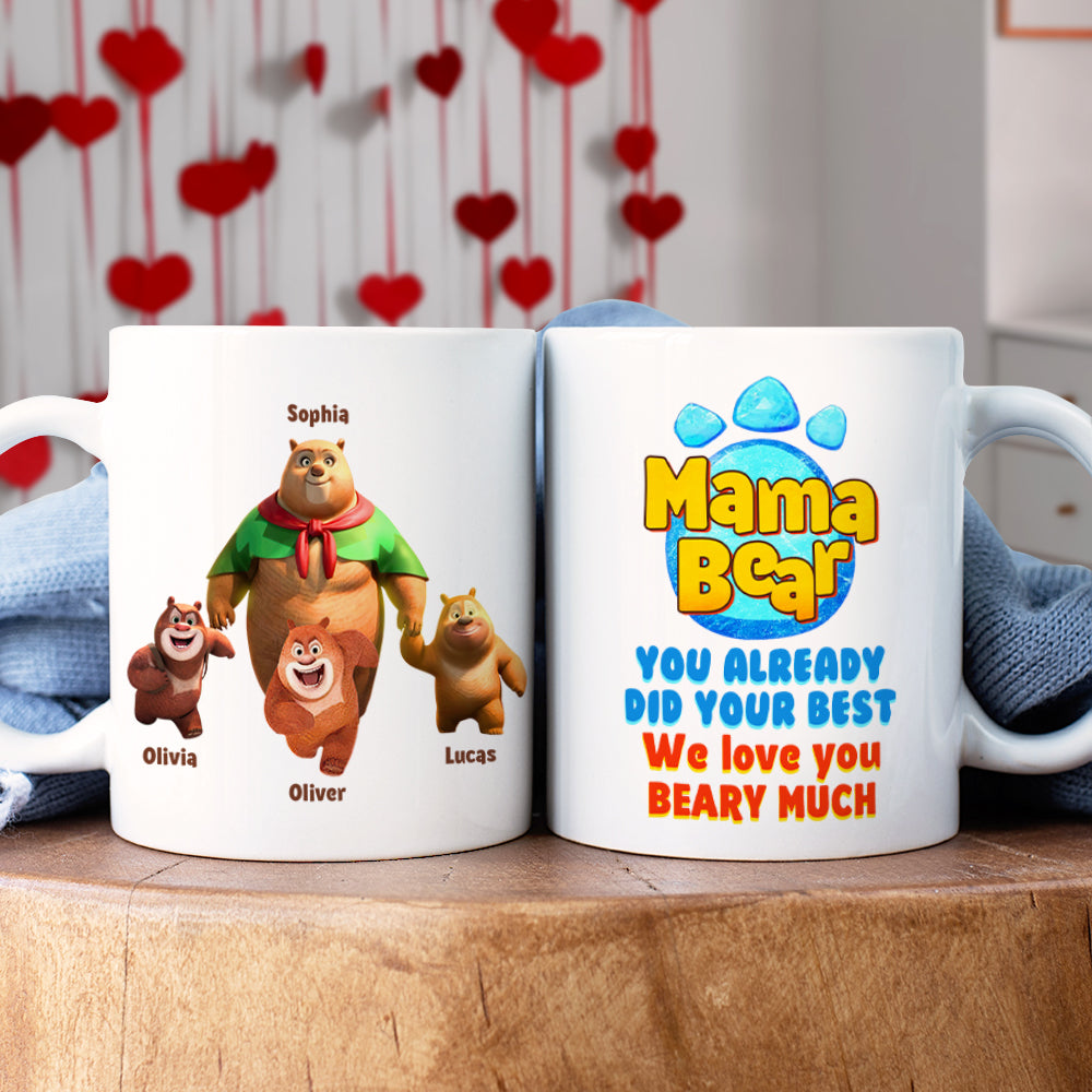 Personalized Gifts For Mom Coffee Mug Mama Bear We Love You 02QHDT080324