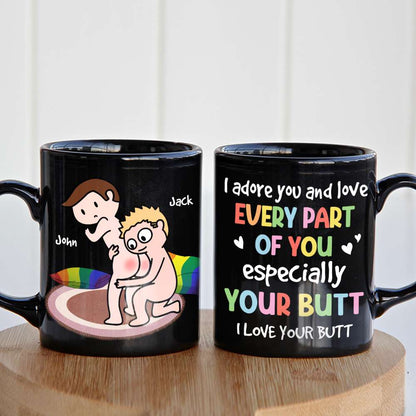 I Adore You And Love Every Part Of You, Personalized Mug, Gift For Couple, LGBT+ Couple