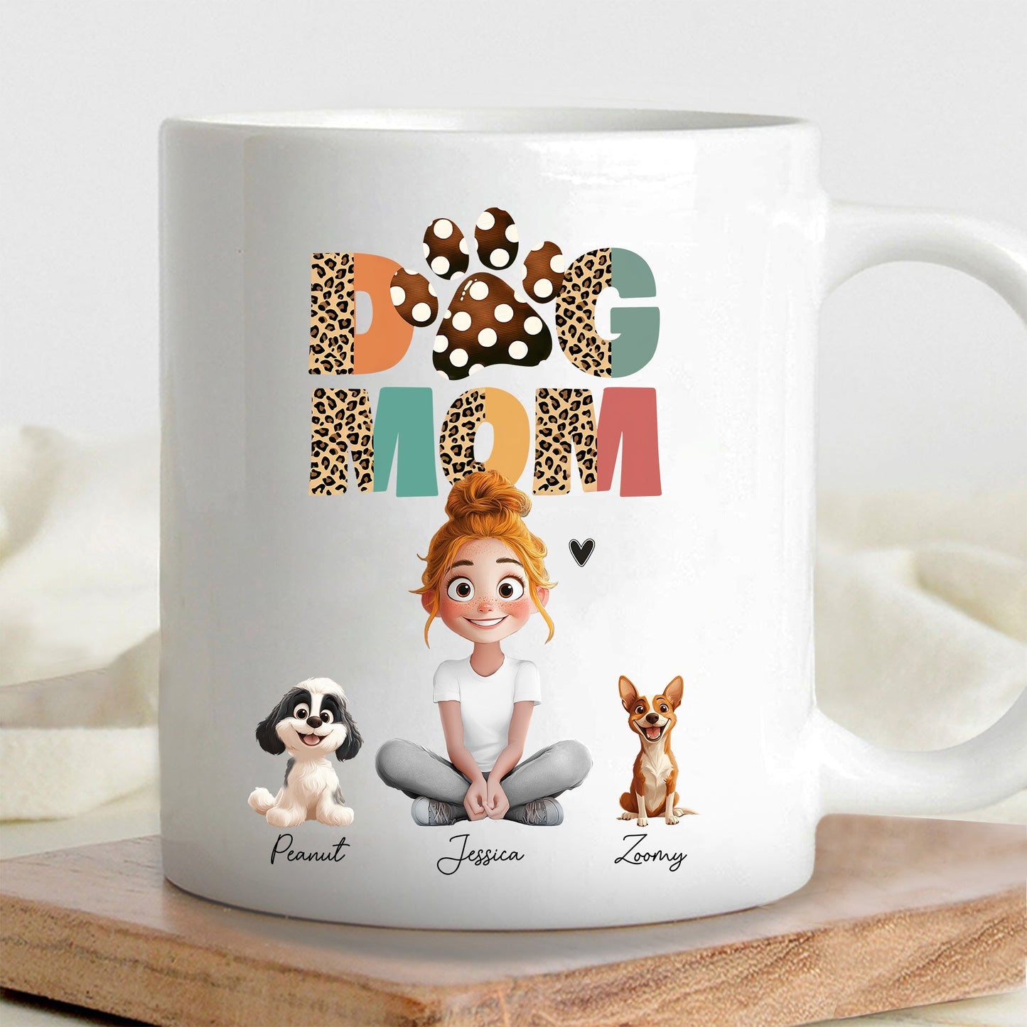 Cartoon Dog Mom Custom Mug A Unique Surprise for Mother's Day, Valentine's Day, or Pet Lovers