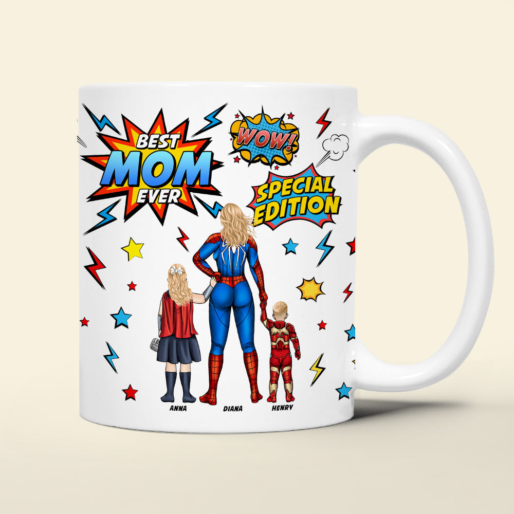 Personalized Gifts For Mom Coffee Mug Super Mom And Kids Mother's Day
