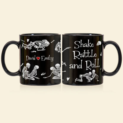 Skeleton Couple, Personalized Couple Black Mug