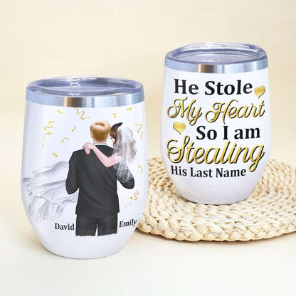 Personalized Newly Wedding Couple Coffee Mug, He Stole My Heart, Personalized Coffee Mug, Wedding Gift, Birthday Gift For Husband